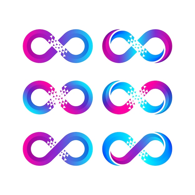 Abstract Infinity Logo design with Pixels Triangle Shape for Technology and Digital Business Company