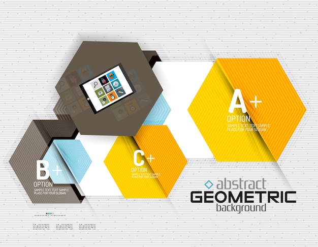 Abstract info banner with options geometric paper style