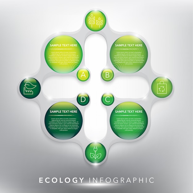 Modello grafico di informazioni astratte per 4 opzioni. può essere utilizzato per l'ecologia, il concetto di ambiente.