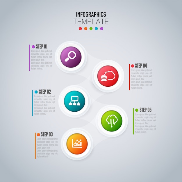 Vector abstract info graphic template with a five steps