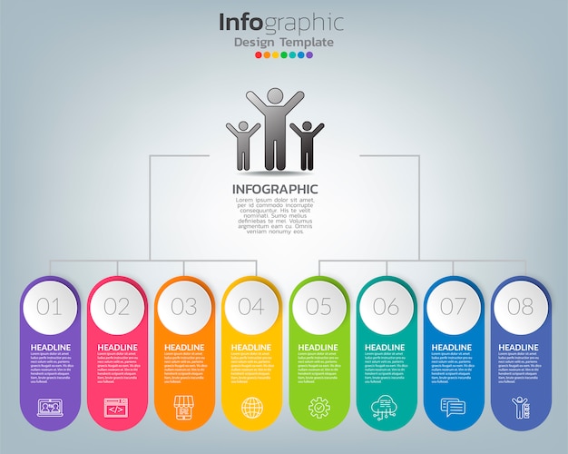 Il grafico infographic astratto con le opzioni e le icone può usare per la vostra progettazione.