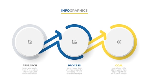 Abstract infographic ontwerp met cirkel en pijlen bedrijfsconcept met 3 opties of stappen
