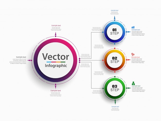 3つのステップを持つビジネスの抽象的なインフォグラフィックテンプレート