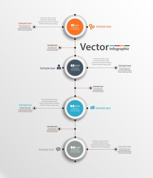 Modello infographic astratto con quattro passaggi per il successo