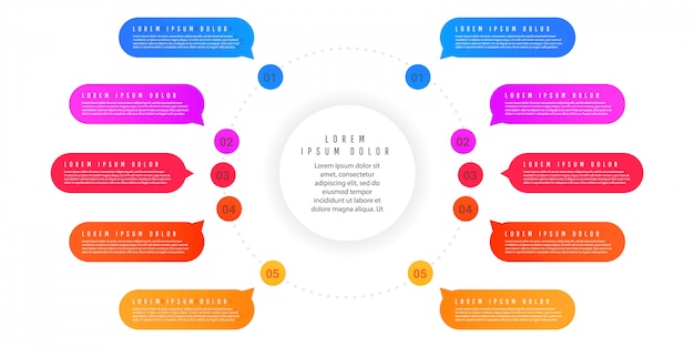 Abstract infographic template with gradient forms with elements, numbering of elements