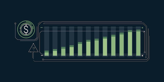 Abstract infographics of dollar exchange rate growth