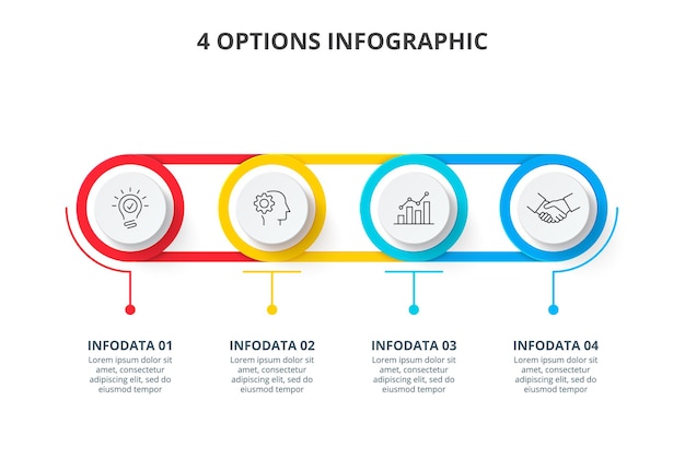 Abstract infographics number options template. Timeline presentation with 4 options or processes.