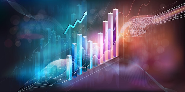 Abstract infographics over het onderwerp gegevensanalyse in de wereldwijde economie en bedrijfsstrategie