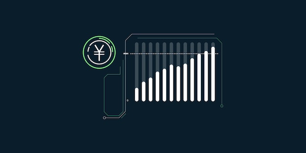 Abstract infographics of rising yen exchange rate