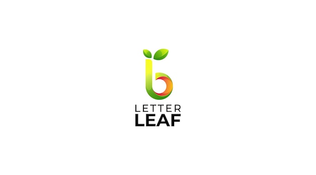 Abstract initial letter b leaf logo design template