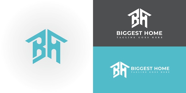 Вектор Абстрактная инициальная буква bh или hb линия абстрактная креативная современная бизнес-логотип в синем цвете