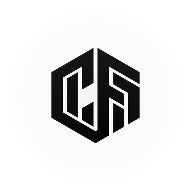 Вектор Абстрактная начальная буква cf или логотип fc черного цвета на белом фоне