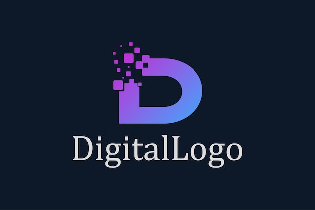 Vector abstract initial letter d logo digital logo with pixel dots