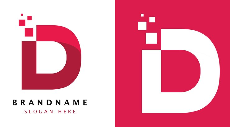 Vector abstract initial letter d logo shape cutout style isolated on double background