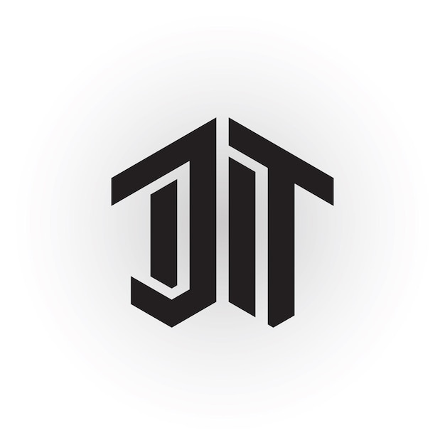 白い背景に分離された黒い色で抽象的な頭文字 DT または TD ロゴ