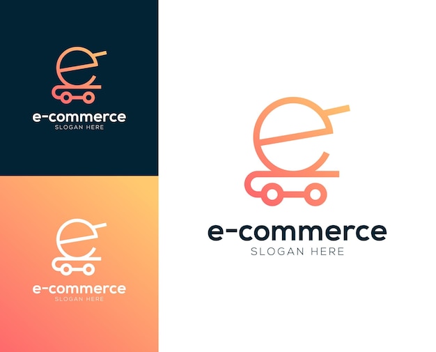 Вектор Абстрактная векторная иллюстрация дизайна логотипа e и commerce