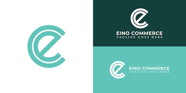 Vector abstract initial letter ec or ce logo in green color isolated on multiple background colors