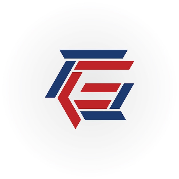 Абстрактная начальная буква EG или логотип GE красно-синего цвета на белом фоне
