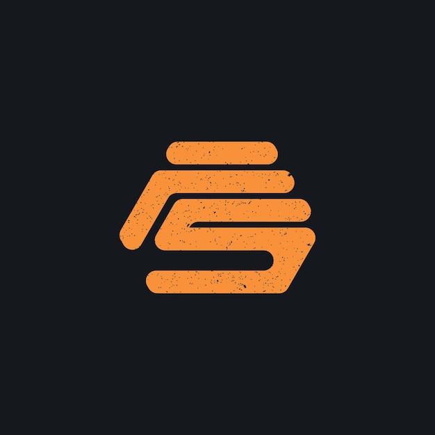 abstract initial letter FS logo in orange color isolated in black background