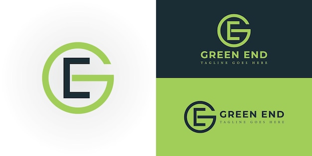 색 배경에 분리 된 녹색의 추상적인 초기 글자 GE 또는 EG 로고