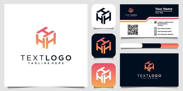 抽象的な頭文字Hロゴデザインテンプレートと名刺