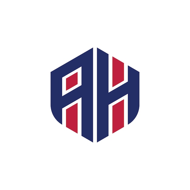 Абстрактная начальная буква HA или логотип AH сине-красного цвета на белом фоне