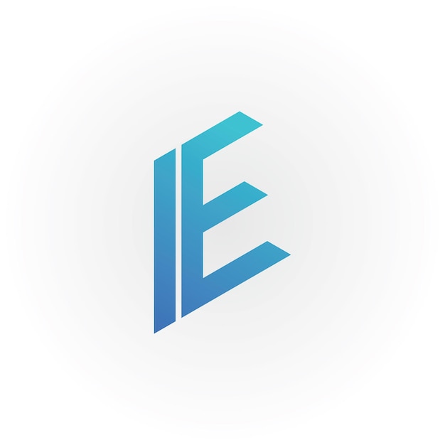 白い背景で分離された青い色の頭文字 IE または EI ロゴを抽象化します。
