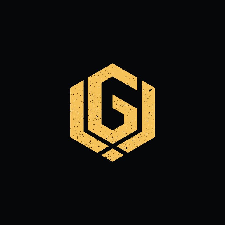 검은 배경에 고립 된 골드 색상의 추상 초기 문자 LG 및 I