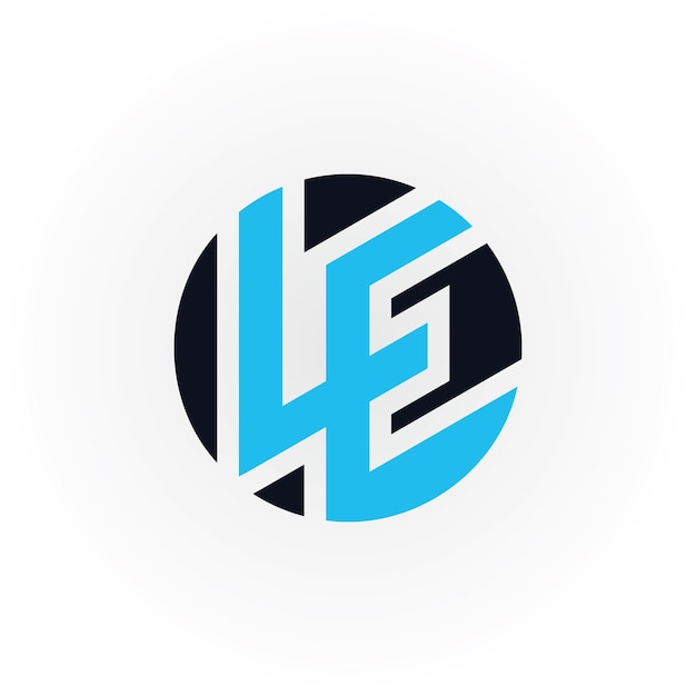 Абстрактная начальная буква LE или логотип EL в черно-синем цвете на белом фоне
