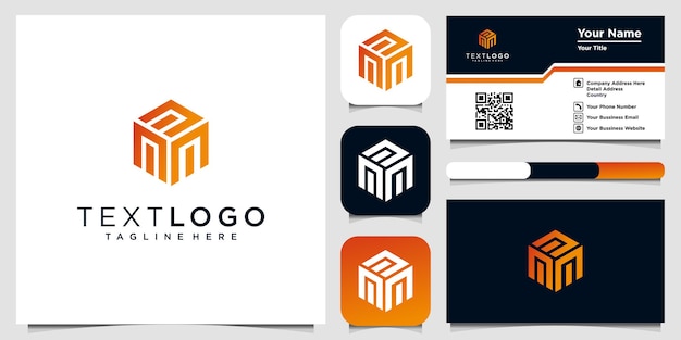 抽象的な頭文字Mロゴデザインテンプレートと名刺