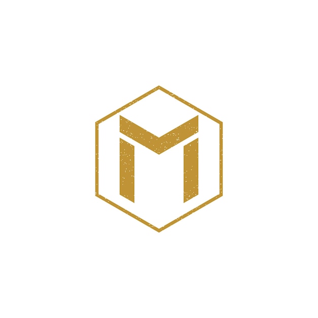 abstract initial letter M and M in gold color isolated in white background applied for mortgage logo