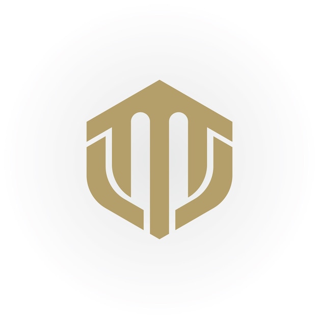 Абстрактная начальная буква MJ или логотип JM золотого цвета на белом фоне