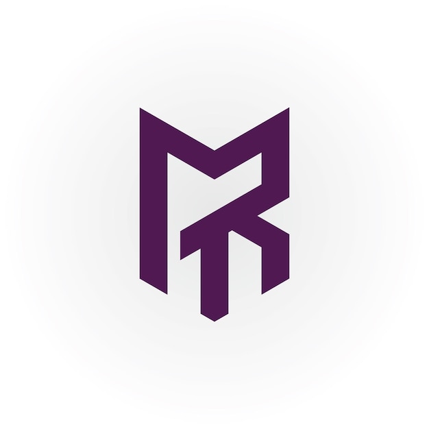 Абстрактная начальная буква MR или логотип RM фиолетового цвета на белом фоне