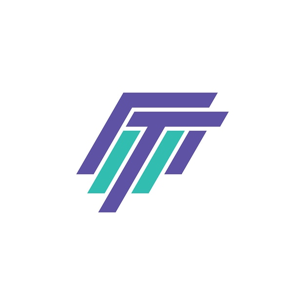 Абстрактная начальная буква MT или логотип TM синего цвета на белом фоне