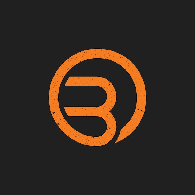 Abstract initial letter OB or BO logo in orange color isolated in black background