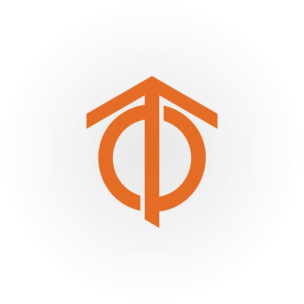 白い背景に分離されたオレンジ色の抽象的な頭文字 OT または TO ロゴ