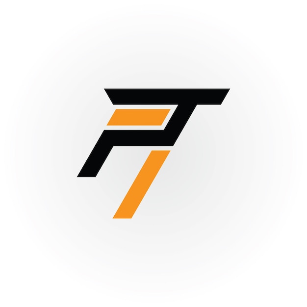 白い背景に分離されたオレンジ ブラック色の抽象的な頭文字 PT または TP ロゴ