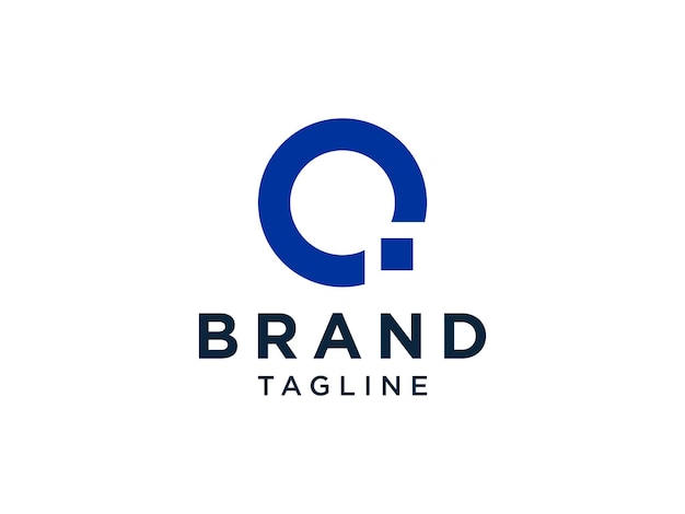 Абстрактная начальная буква Q Logo. Линейная форма синего круга изолирована на белом фоне.