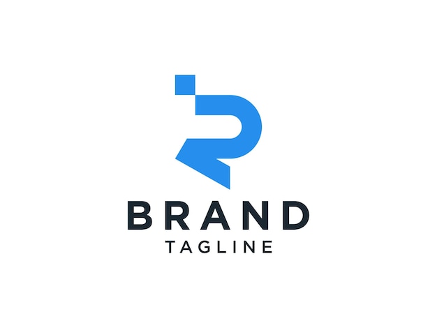 Logo della lettera r iniziale astratta. forma blu con linea all'interno. utilizzabile per loghi aziendali e di branding.