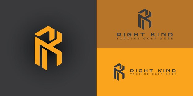 Vettore abstract iniziale rk o logo kr in esagono e colore arancione isolato in più sfondi