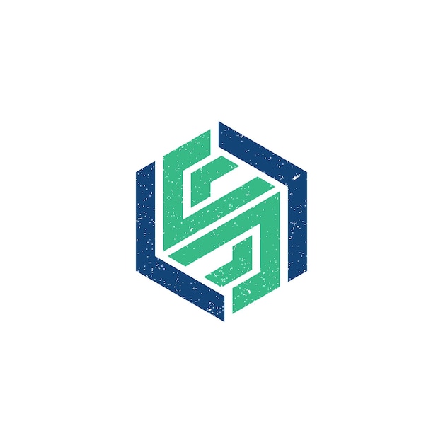 흰색 배경에서 격리된 파란색과 녹색 색상의 추상 초기 문자 S 및 L 로고