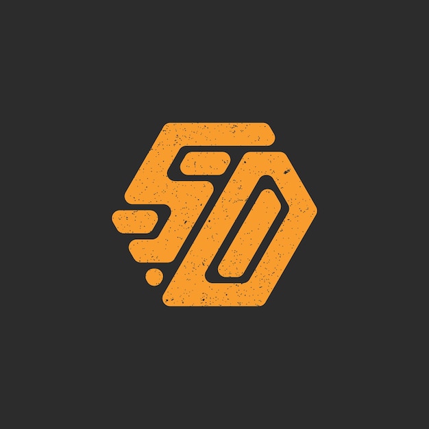 Abstract initial letter sd logo in orange color isolated in black background