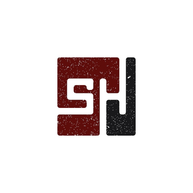 абстрактная буквица SH логотип красного и черного цвета на белом фоне