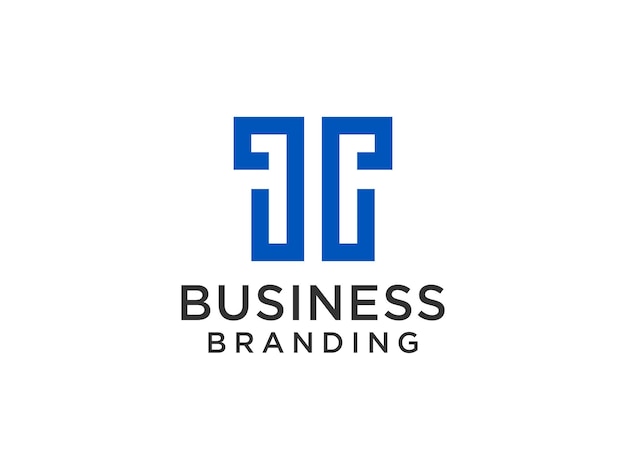 Абстрактная начальная буква T Logo. Синий линейный стиль, изолированные на белом фоне.