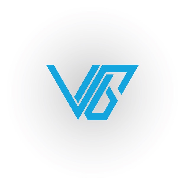 추상적 인 초기 글자 VG 또는 GV 로고는 하 바탕에 분리 된 파란색으로 표시됩니다.