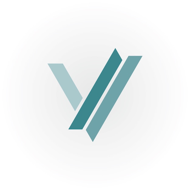 Абстрактная начальная буква VI или логотип IV сине-зеленого цвета на белом фоне