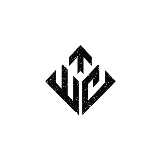 長方形の形で分離された黒い色の抽象的な頭文字WとCのロゴ