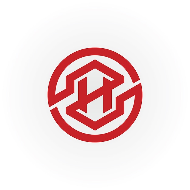 白い背景で隔離赤い色の抽象的な頭文字 ZH または HZ ロゴ