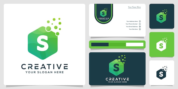 abstract initial S letter white bubble logo template and business card