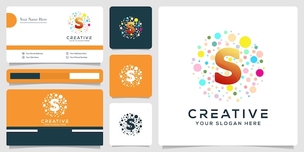 abstract initial S letter white bubble logo template and business card